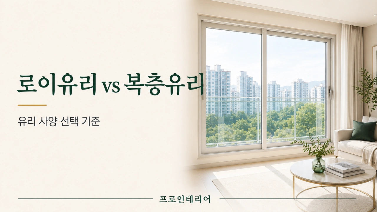 밝은 아파트 창호와 함께 로이유리와 복층유리의 선택 기준을 보여주는 대표 이미지