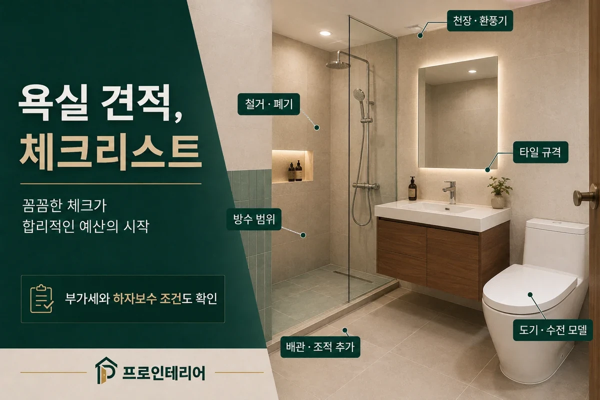 욕실 견적서에서 철거 방수 타일 도기 천장 배관 추가공사를 확인하는 체크 가이드