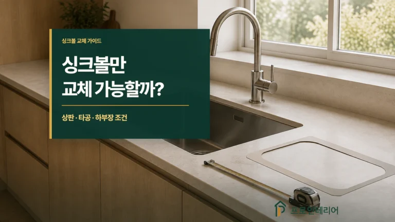 줄자와 타공 도면 옆에 설치된 사각 스테인리스 싱크볼 이미지