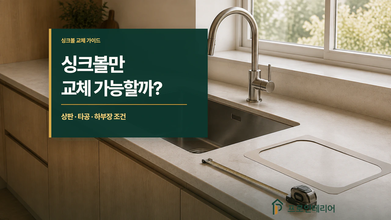 줄자와 타공 도면 옆에 설치된 사각 스테인리스 싱크볼 이미지