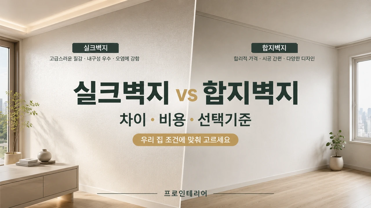 실크벽지와 합지벽지 차이 비용 선택 기준을 비교한 거실 벽면