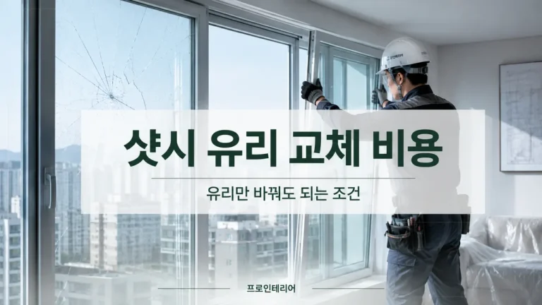아파트 거실 창문의 유리만 교체할지 샷시 전체를 교체할지 보여주는 창호 이미지
