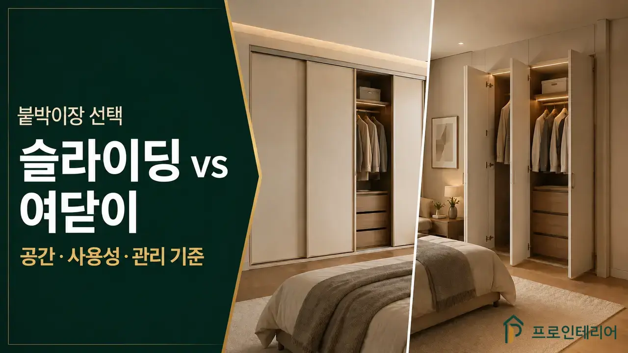 붙박이장 슬라이딩 도어와 여닫이 도어 비교