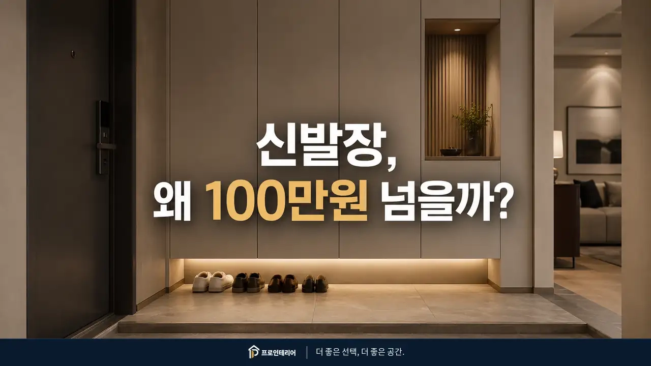 하부 띄움과 간접조명이 적용된 아파트 현관 맞춤 신발장 이미지