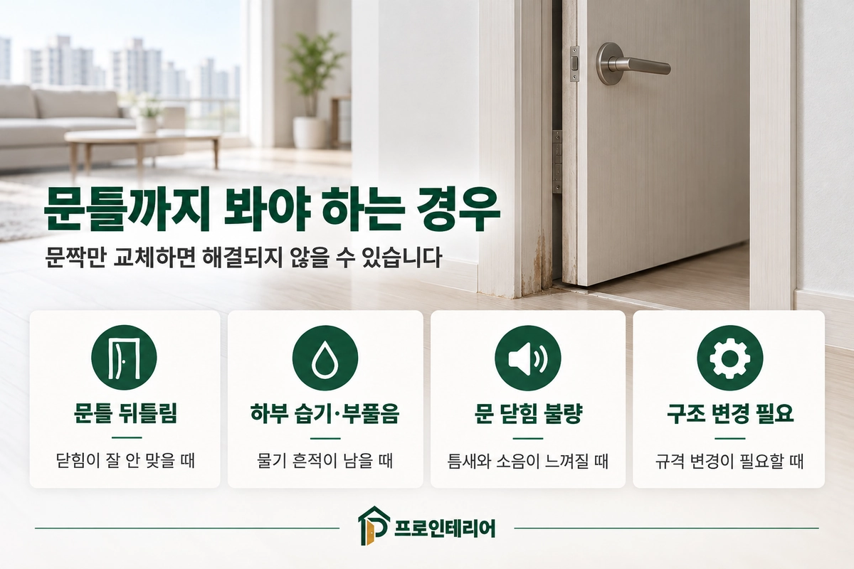 방문 문틀까지 교체해야 하는 네 가지 신호를 정리한 이미지