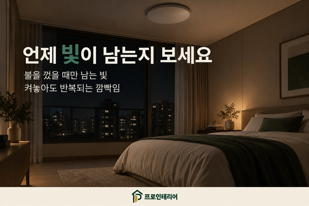 소등 후 남는 빛과 점등 중 깜빡임을 구분하는 안내