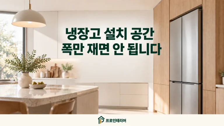 냉장고가 설치된 주방과 냉장고 설치 공간 실측 안내