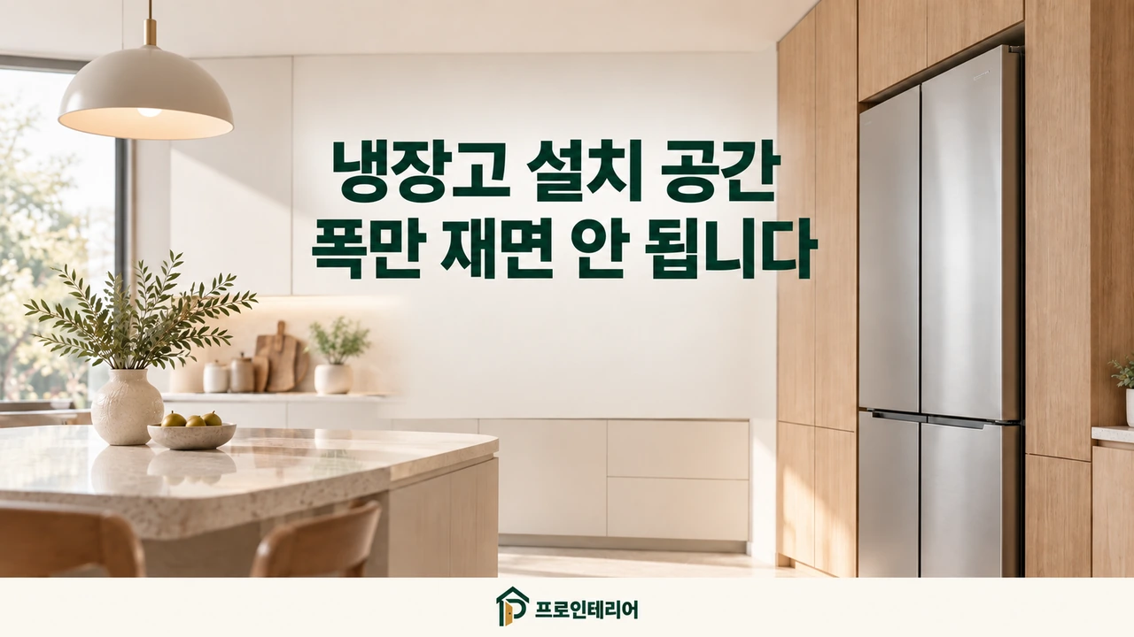 냉장고가 설치된 주방과 냉장고 설치 공간 실측 안내